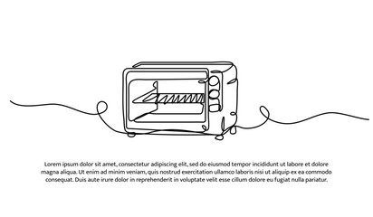 One line of electric oven. Abstract minimal continuous line isolated on white background.