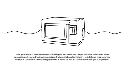 One line of microwave. Abstract minimal continuous line isolated on white background.