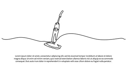 One line of steam mop. Abstract minimal continuous line isolated on white background.