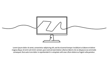 One line of monitors. Abstract minimal continuous line isolated on white background.