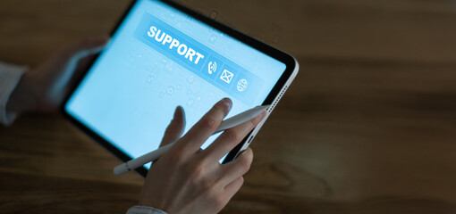 Customer Support and Communication Services Displayed on a Digital Interface.