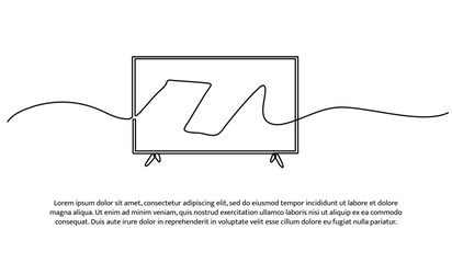 One line of television. Abstract minimal continuous line isolated on white background.