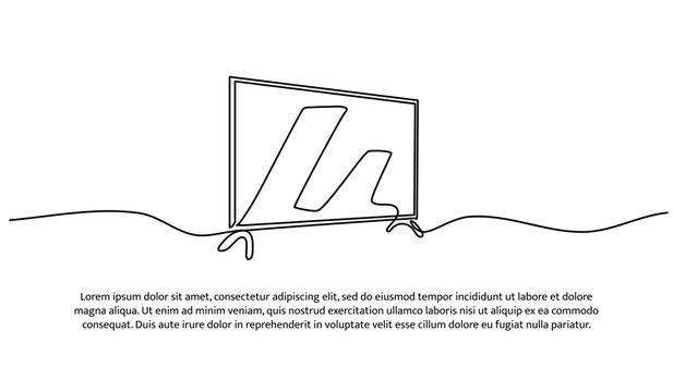 One line of television. Abstract minimal continuous line isolated on white background.
