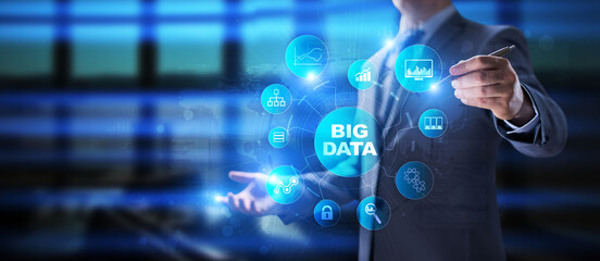 Big data analytics platform, business intelligence and modern technology concept on vitual screen.