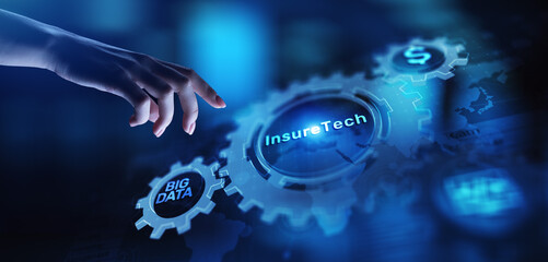 Insurtech Insurance technology online business finance concept on screen.