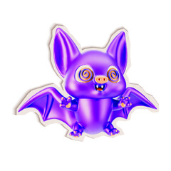 A Trendy sticker Bat with colorful Halftone Dot texture. Vector isolated element on Halloween on transparent background. Vintage style Pop art and y2k vibe nostalgic