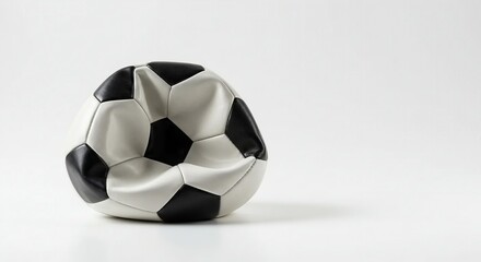 deflated soccer ball isolated on white background.