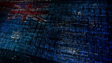 Australia flag waving secure code. Australian blowing banner cyber security attack and hack concept animation. - Powered by Adobe