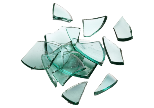 Glass shards shattered isolated on transparent or white background