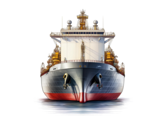large oil transport ship Isolated on Transparent or White Background