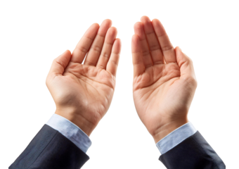 Praying hands with faith in religion and belief in God on blessing background. Power of hope isolated on transparent or white Background