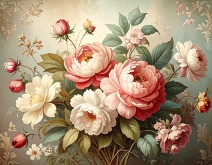 beautiful vintage floral background with copy space