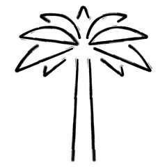 palm tree icon, brush strokes, vector illustration on white background.