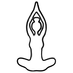 Obraz premium meditation icon, brush strokes, vector illustration on white background.