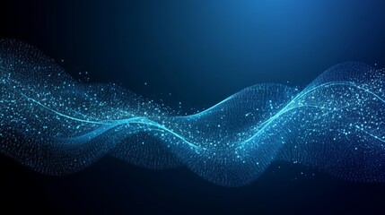 Elegant and Abstract Blue Data Tunnel with Flowing Particles in a Glowing Dot Pattern Visualization