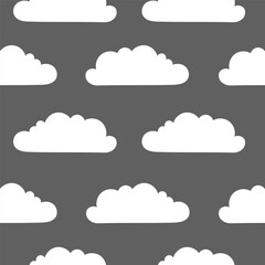 White clouds on a gray sky. Seamless pattern background. Good for textile fabric design, wrapping paper, website wallpapers, textile, wallpaper and apparel.