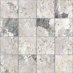 Gray and white marble tile pattern with natural veining and square layout