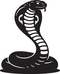 King Cobra Snake Striking Pose Silhouette Vector Graphic