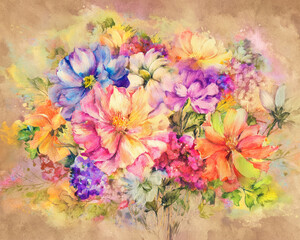 beautiful vintage watercolor floral background