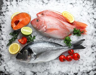 Fresh Seafood on Ice with Citrus and Herbs