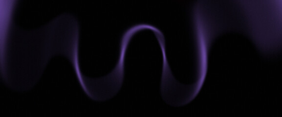 Mysterious glowing purple wave in deep black background, abstract digital art with ethereal flow