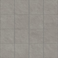 Gray tiled floor with uniform square pattern and subtle texture