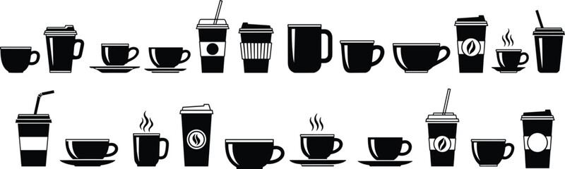 Collection of Coffee Cups and Mugs Silhouettes