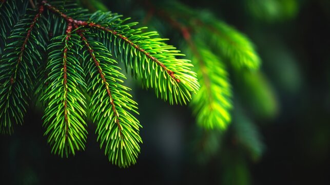 The Christmas and New Year seasons are perfectly captured by a seamless green background adorned with fir tree branches, making it suitable for patterns, wraps, and holiday content