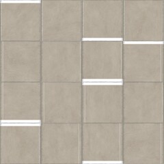 Grid of beige square tiles with white grout lines forming a pattern