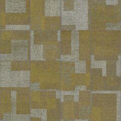 Abstract geometric pattern with textured squares in earthy tones of yellow and gray