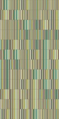 Vertical striped pattern with alternating shades of green, yellow, and beige in a geometric design