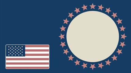 Obraz premium American flag and circle of stars on a blue background in a patriotic themed design illustration