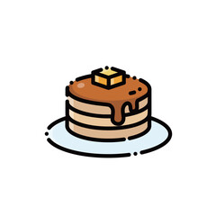 This image shows layered waffles with cream, caramel, and honey. Ideal for food or design, with scalable color options.