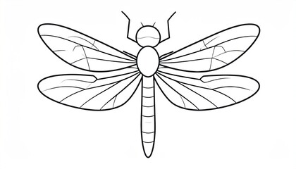 Flat Vector Dragonfly Illustration with Detailed Wings and Compound Eyes on Plain White Background