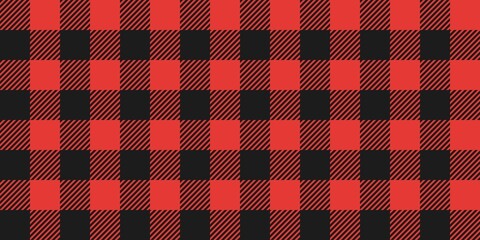 Buffalo plaid pattern background. Red and black checkered pattern. Seamless tartan texture with bold geometric style, perfect for fabric, wallpaper, and digital design.