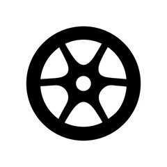 Obraz premium Minimal vehicle wheel silhouette vector clean automotive tire transportation icon illustration