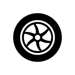 Obraz premium Simple car tire outline silhouette vector clean vehicle automotive transport icon illustration