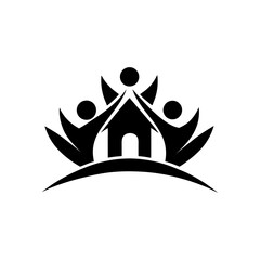 Minimal group of people silhouette vector clean community connection teamwork illustration