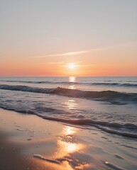 Fototapeta premium Golden Horizon – Sunrise by the Sea