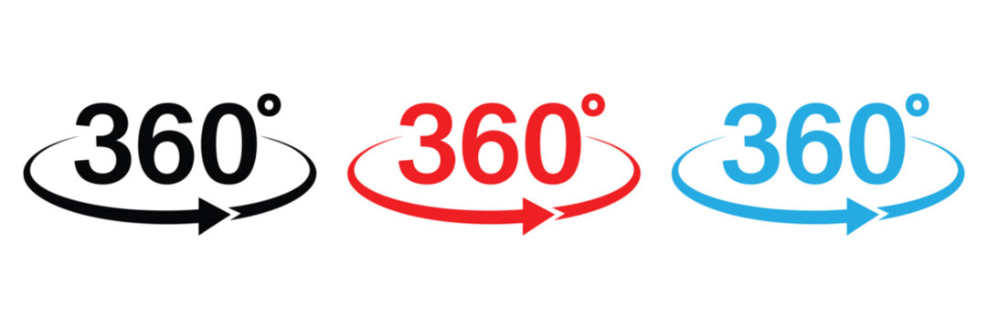 360 degree circle icon, 360 rotation vector icon, 360 degree view icon, 360 degree arrow, Angle 360 degrees