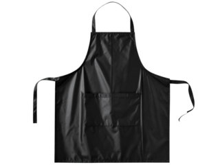 Black apron isolated on transparent background, cooking and cleaning equipment
