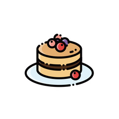 This image features a berry soufflé cake, elegant and sweet. Ideal for food or festive designs, with scalable vectors.