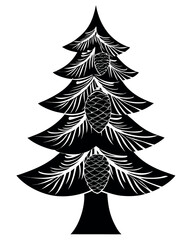 Vector illustration of a green Christmas tree with decoration for the winter holiday season