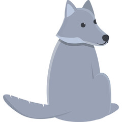 Cartoon Gray Wolf Sitting On White Background With Transparent Background And Simple Design Minimalist Style And No Texture