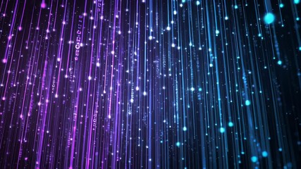 Futuristic data stream glowing purple digital network lines abstract technology background neon light code binary matrix cyber sci fi grid fiber with - Powered by Adobe