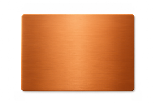 Brushed copper metal plate with rounded corners