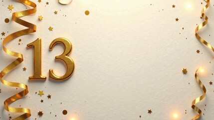 Golden Thirteen Festive Celebration with Sparkling Accents and Elegant Ribbons