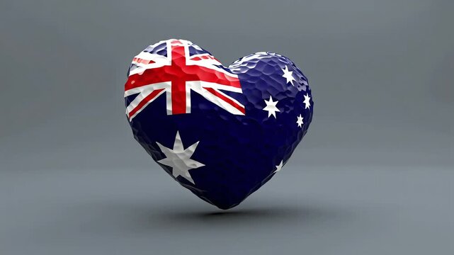 Australian flag heart rotating slowly