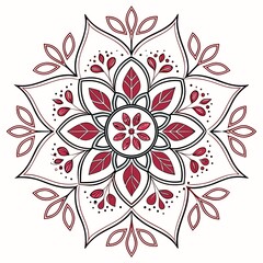 A beautifully detailed mandala design featuring floral patterns and symmetrical shapes in soft pastel colors of red green and cream This elegant decorative mandala symbolizes balance harmony and peace