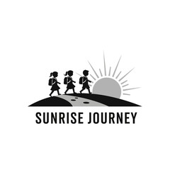 Kids Sunrise Journey School Silhouette Vector